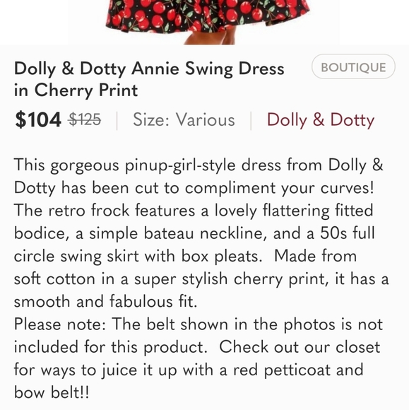 Dolly & Dotty Annie Swing Dress in Cherry Print - Picture 4 of 4
